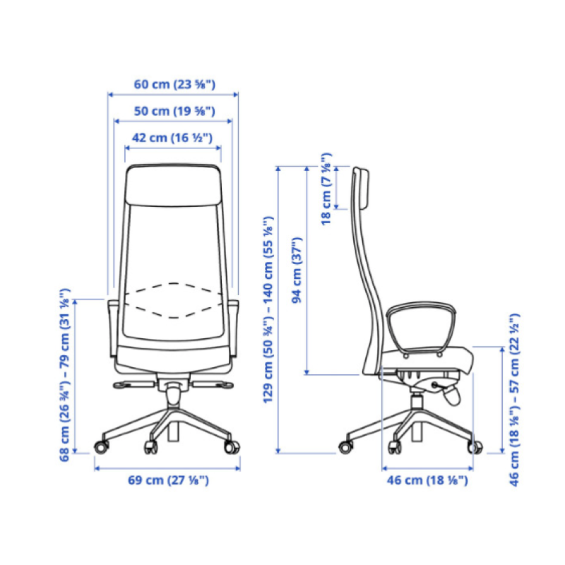 Офісне крісло для персоналу IKEA MARKUS Dark Gray (702.611.50)