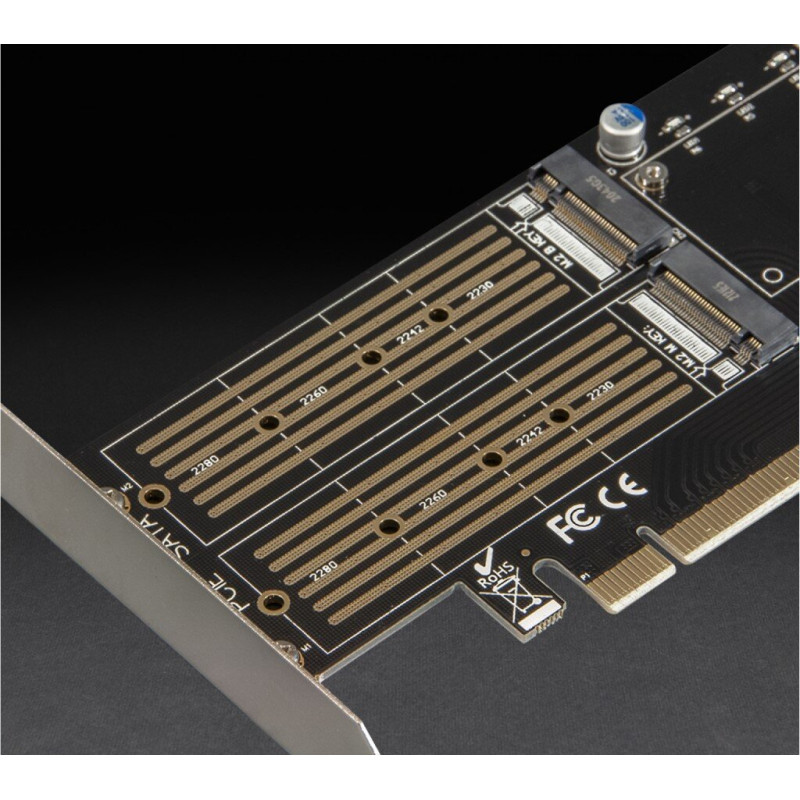 Адаптер Frime PCI-E x16 to 2xM.2 (M Key + B Key) + 1 x mSata (ECF-PCIEtoSSD009.LP)