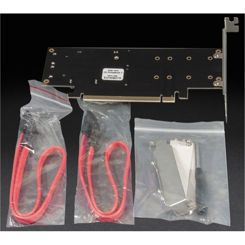 Адаптер Frime PCI-E x16 to 2xM.2 (M Key + B Key) + 1 x mSata (ECF-PCIEtoSSD009.LP)