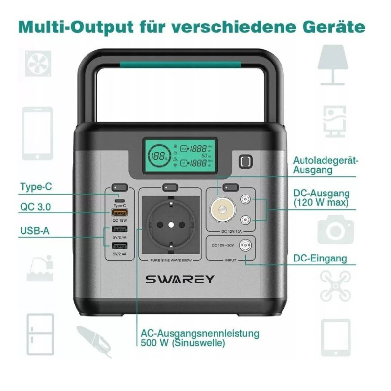 Зарядна станція Swarey S500 (144000mAh 500W)