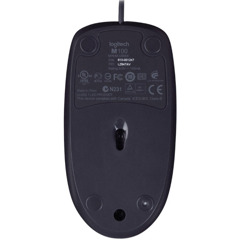 Миша Logitech B100 USB Black (910-003357)