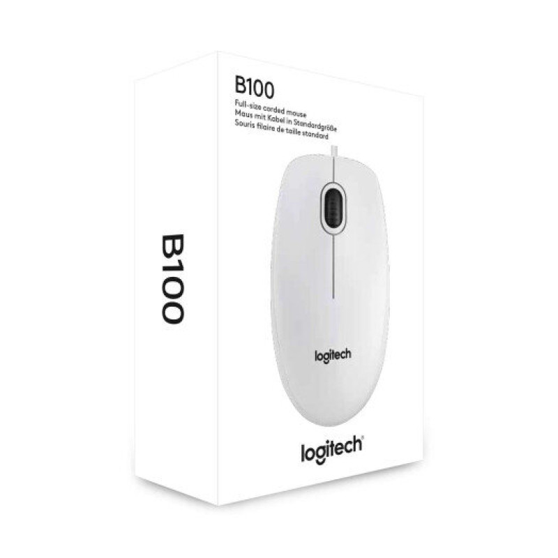 Миша Logitech B100 USB White (910-003360)