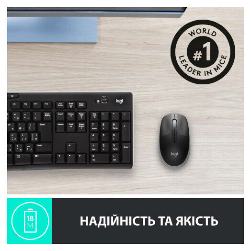 Миша Logitech M190 Mid Grey (910-005906)