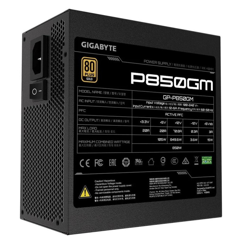 Блок живлення GIGABYTE 850W (GP-P850GM)