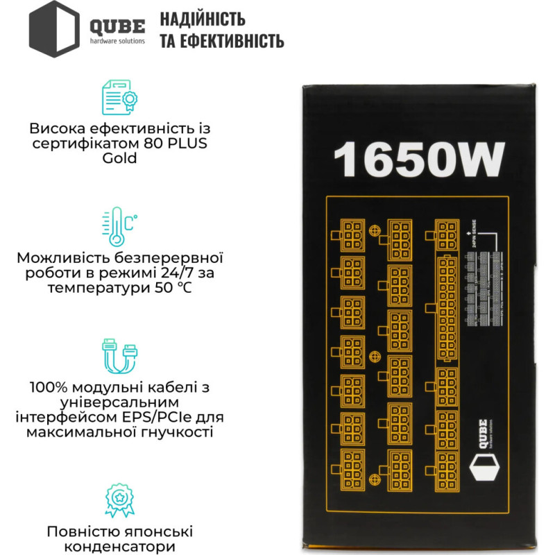 Блок живлення Qube 1650W (QBF-HP1-1650GD-14C)