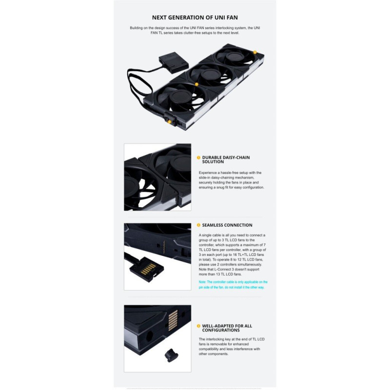 Кулер до корпусу Lian Li TL LCD 120-1, Black Cooler (G99.12TLLCD1B.00)