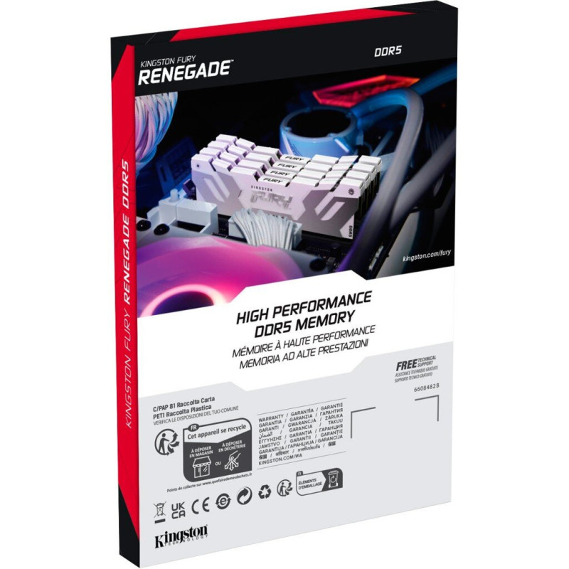 Модуль пам'яті для комп'ютера DDR5 32GB 6400 MHz Renegade White XMP Kingston Fury (ex.HyperX) (KF564C32RW-32)