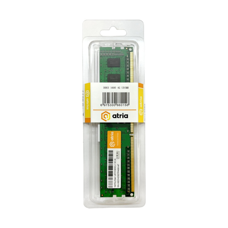Модуль пам'яті для комп'ютера DDR3 4GB 1600 MHz ATRIA (UAT31600CL11K1/4)