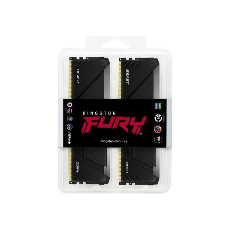 Модуль пам'яті для комп'ютера DDR5 32GB (2x16GB) 3200 MHz Beast RGB Kingston Fury (ex.HyperX) (KF432C16BB12AK2/32)