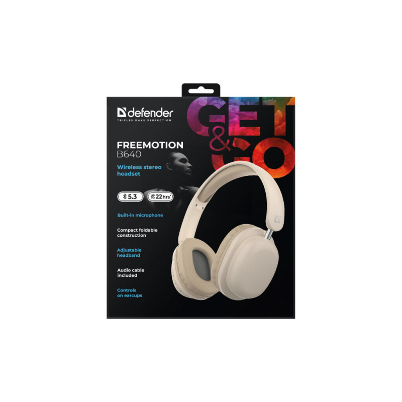 Навушники Defender FreeMotion B640 Bluetooth Beige (63642)