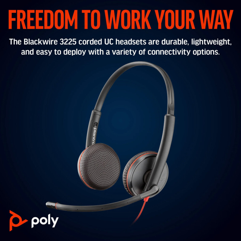 Навушники Poly BlackWire C3225 USB-A HS Stereo Black (80S11AA)