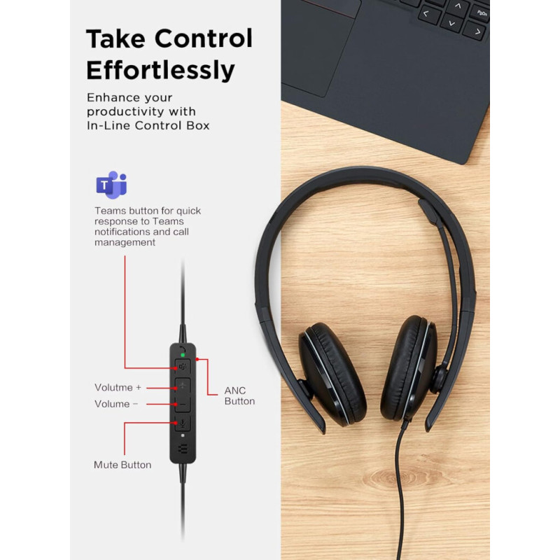 Навушники Lenovo Wired ANC Headset Gen 2 (Teams) Black (4XD1M45627)