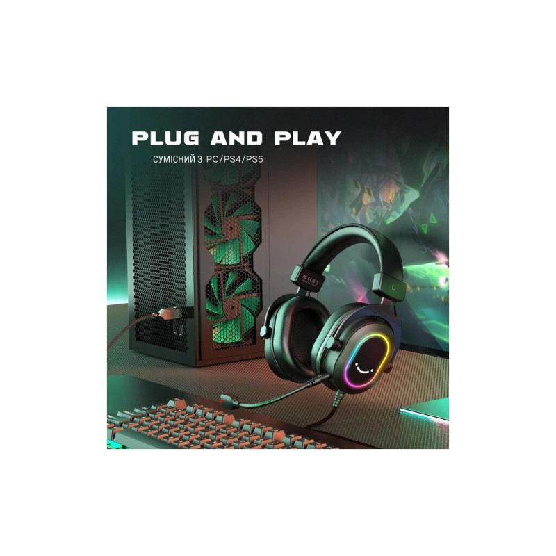 Навушники Fifine H6 RGB 7.1 Black (H6)